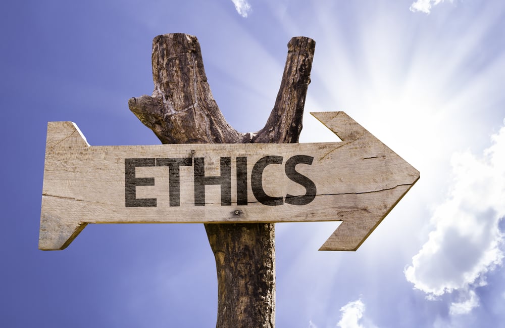 Ethics wooden sign on a beautiful day-1